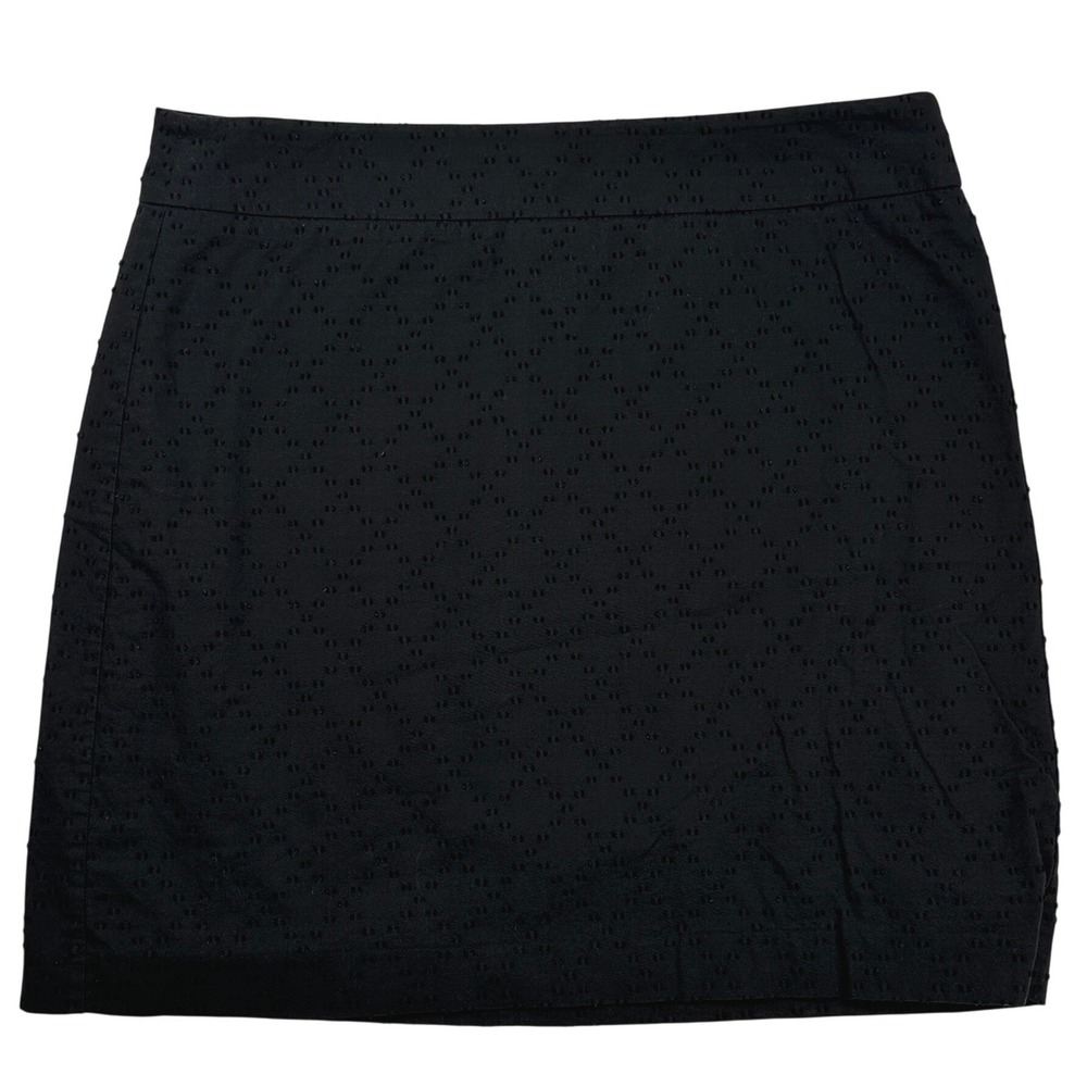Loft Outlet Womens Black Eyelet Mini Skirt Size 8 Geometric Textured 495230